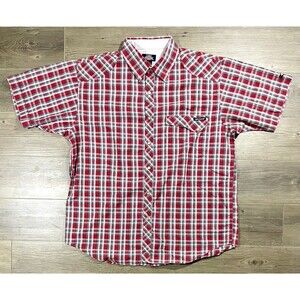 Dickies Pearl Snap Shirt Men’s Size XL Red Plaid Short Sleeve Western Cotton